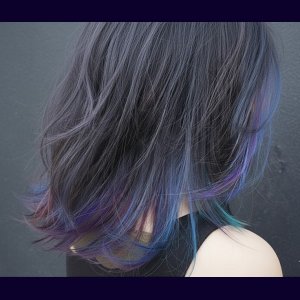 インナーカラーとフェースフレミングとイヤリングカラーのミックス